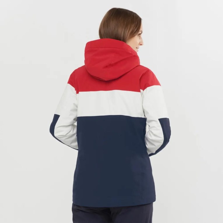 Jaquetas De Esqui Salomon Slalom Insulated Hoodie Feminino Vermelhas Branco Azul Marinho | PT T50172